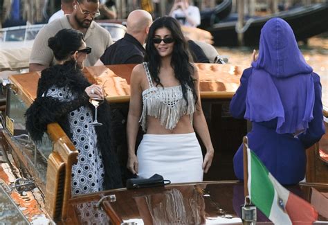 Kylie Jenner Braless Fringe Top Venice Yacht Arrival Hot Celebs Home