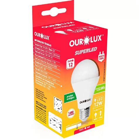 Lâmpada de Led Superled Ouro 12W Bivolt 6500K Branco Frio ourolux em