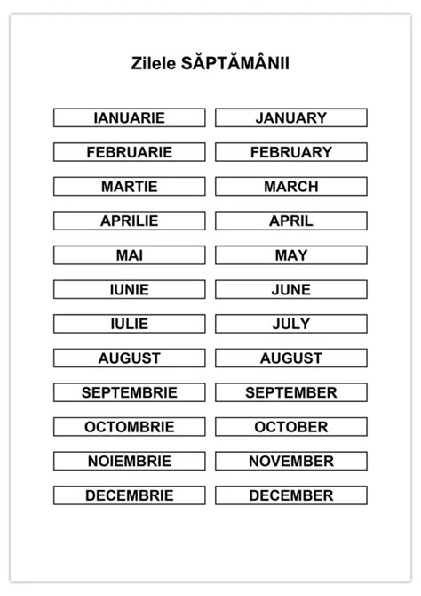 Zilele S Pt M Nii N Limba Englez Calendarul Su Calendare