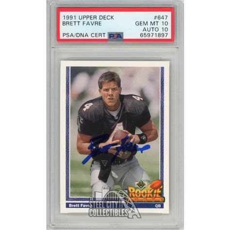 Brett Favre 1991 Upper Deck Autograph Rookie Card 647 PSA 10 PSA DNA