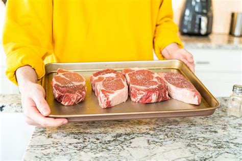 Seasoned Rib Eye Steak Ready For Grilling Stock Image Image Of