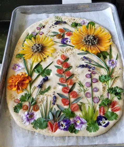 Wild Flower Focaccia Food Bread Art Focaccia Bread