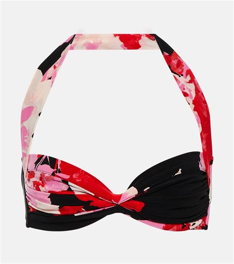 Bill Floral Bikini Top In Black Norma Kamali Mytheresa