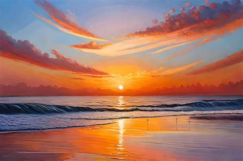 Peintures De Couchers De Soleil Sur Les Plages