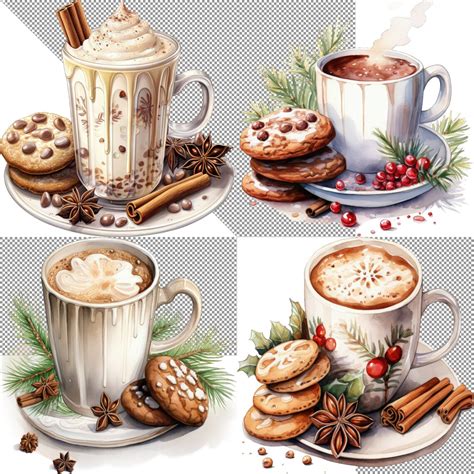 Christmas Hot Cocoa Clipart Hot Cocoa And Cookies Picture For Calendar Digital Sticker For