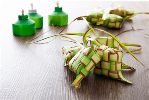 Kelongsong Ketupat Decoration On Wooden Table Stock Photo Image Of