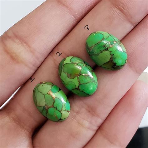 14x10mm Green Mojave Copper Turquoise Ovals Flat Base The Turquoise