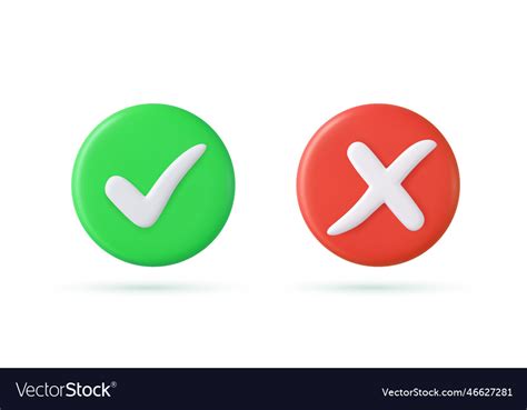 Green Tick Check Mark And Cross Symbols Royalty Free Vector