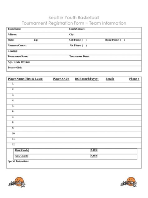 Printable Team Registration Form Free Templates In Pdf Word