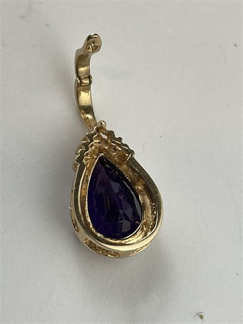 K Yellow Gold Amethyst Diamonds Enhancer Pendant Gem