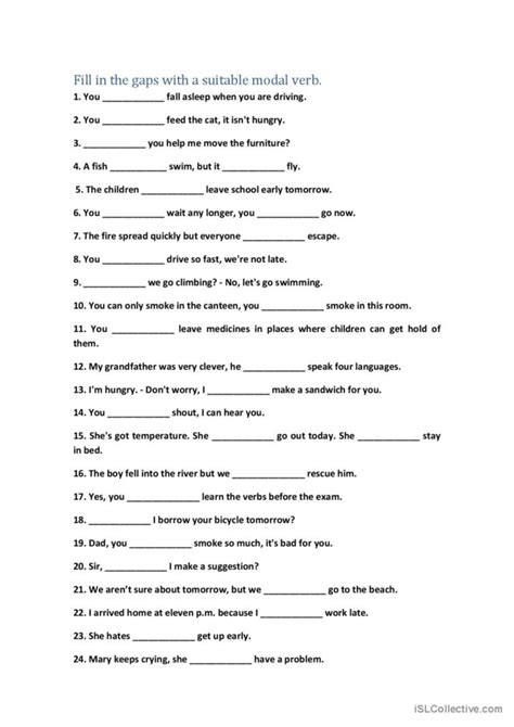 Modal Verbs Ejercicio De Clase Modal Verbs Exercises Fill In The Porn