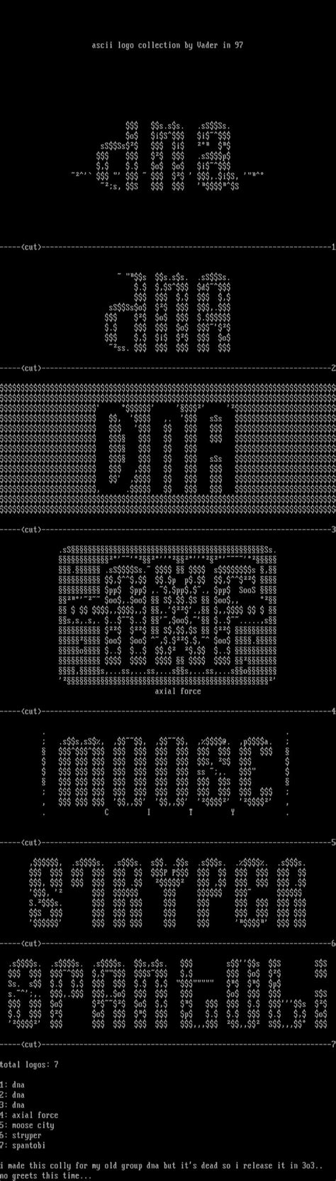 1997303pack2vdr Colasc Ascii Logo Collection By Vader Ascii