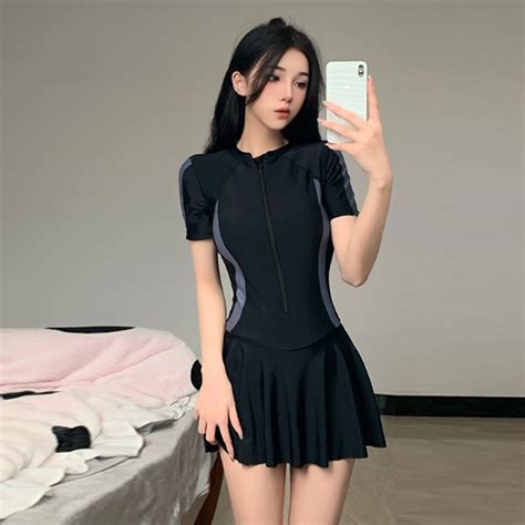 Bộ đồ bơi đi biển liền thân tay ngắn CÓ LỚP LÓT form short kín đáo bộ bikini 1 mảnh che khuyết