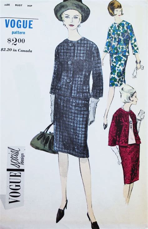 1960s ELEGANT Suit And Blouse Pattern VOGUE SPECIAL Design 6053 Slim