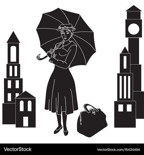 Mary Poppins Silhouette Vector