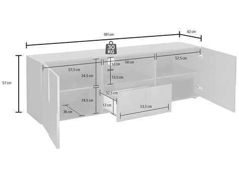 Meuble TV LEDs 2 portes 1 tiroir Blanc laqué CALISTO