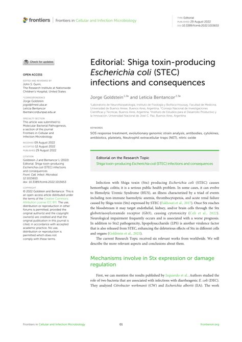 Pdf Editorial Shiga Toxin Producing Escherichia Coli Stec