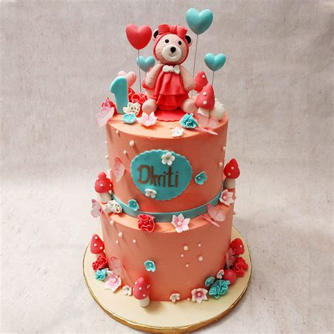 Two Tier Pink Teddy Bear Cake | Teddy Cake – Liliyum Patisserie & Cafe