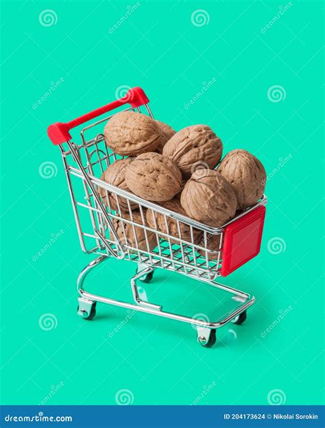 Walnuts in shopping cart stock photo. Image of grocery - 204173624