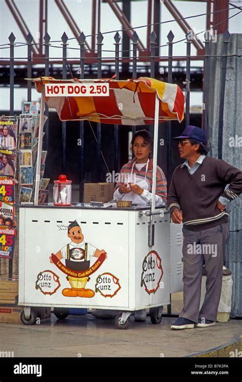 Mujer Peruana Vendedor Vendiendo Perros Calientes Hot Dog Hot Dog