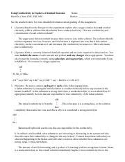 Conductivity Docx Using Conductivity To Explore A Chemical Reaction