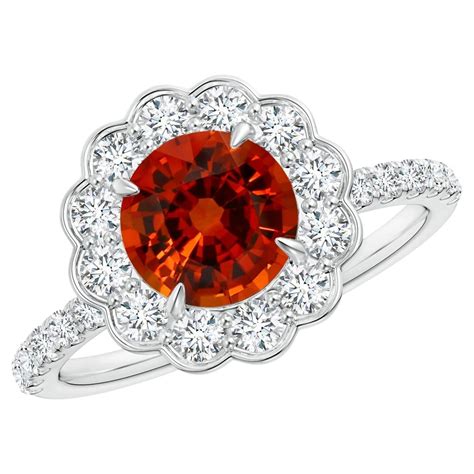 Customizable Angara GIA Certified Natural Orange Sapphire Ring in White ...