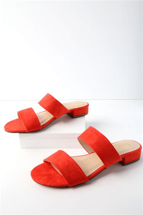 Cute Slide Sandals - Red Suede Slides - Vegan Slides - Lulus