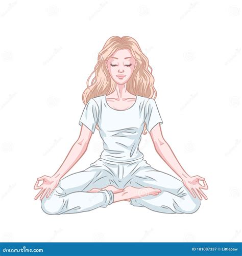 Young Meditating Yogi Woman In Lotus Pose Isolated On White Background