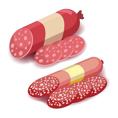 Premium Vector Salami Icon In Flat Style Smoked Sliced Sausage