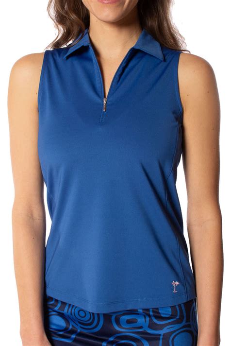 Women S Royal Blue Sleeveless Zip Tech Polo By Golftini