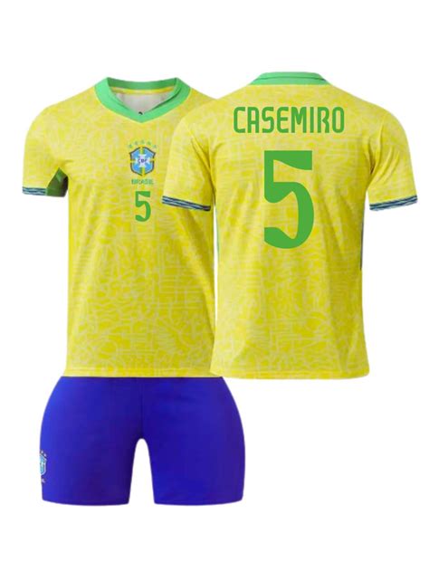 Sportmens Brasil Home Copa America 2024 Soccer Sets T Shirts