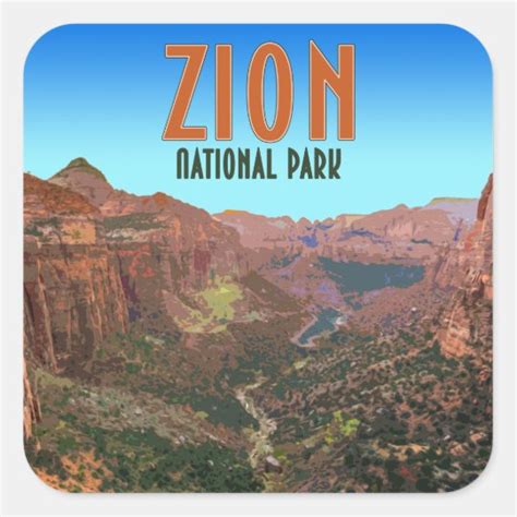 Zion National Park Utah Vintage Square Sticker