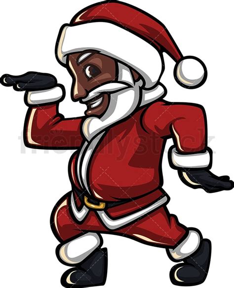 Groovy Black Santa Claus Disco Dancing Cartoon Clipart Vector