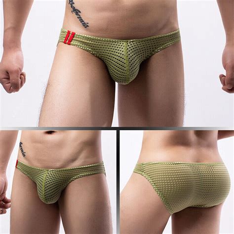 Men S Sexy Pouch G String Thongs Mesh Swim Low Rise Bikini Briefs