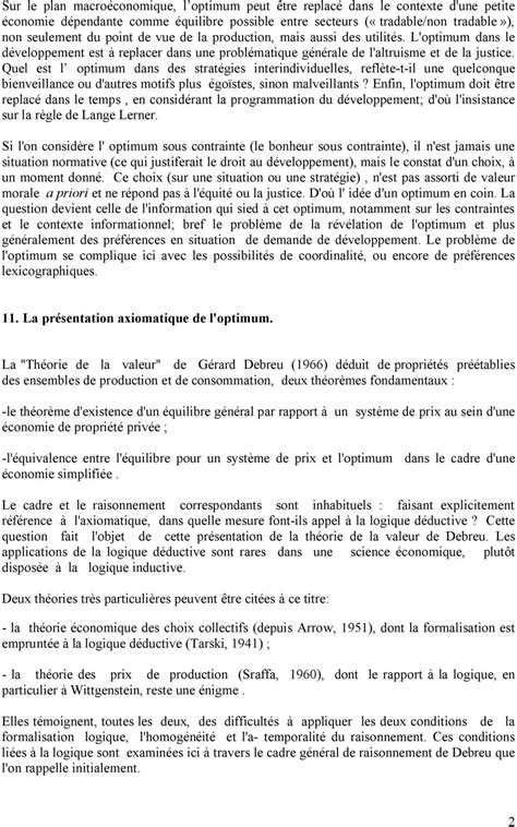 Chapitre Optimum De Pareto Et Quilibre Concurrentiel G N Ral