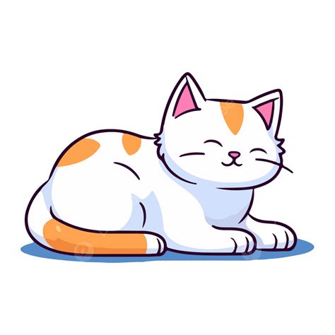 Gato Blanco De Dibujos Animados Acostado Vector PNG Dibujos Gato De