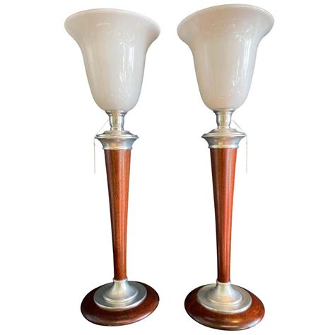 1930 French Art Deco Mazda Floor Lamps Opaline Shade Set Of 6 Torchiere Lamps For Sale At 1stdibs