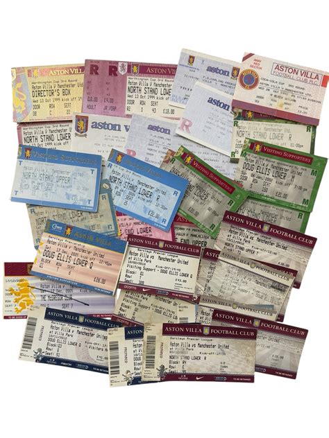 COLLECTION OF MANCHESTER UNITED AWAY VERSUS ASTON VILLA FOOTBALL TICKET