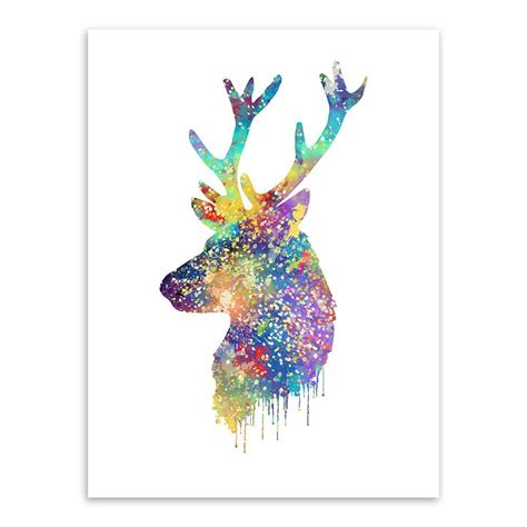 Deer Head Watercolor at PaintingValley.com | Explore collection of Deer ...