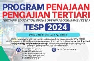 TESP MARA 2024: Program Penajaan Pengajian Tertiari