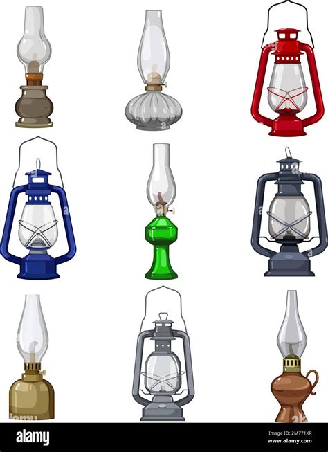 Kerosene Lamp Set Cartoon Vector Illustration Stock Vector Image Art