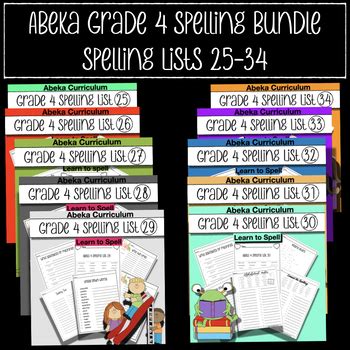 Abeka Spelling Vocabulary Poetry Grade Spelling Practice Bundle