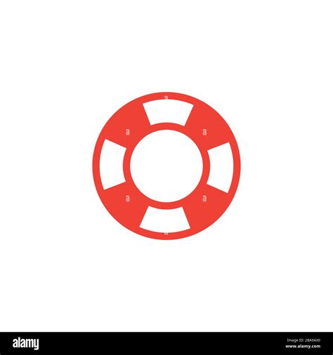 Lifebuoy Red Icon On White Background Red Flat Style Vector