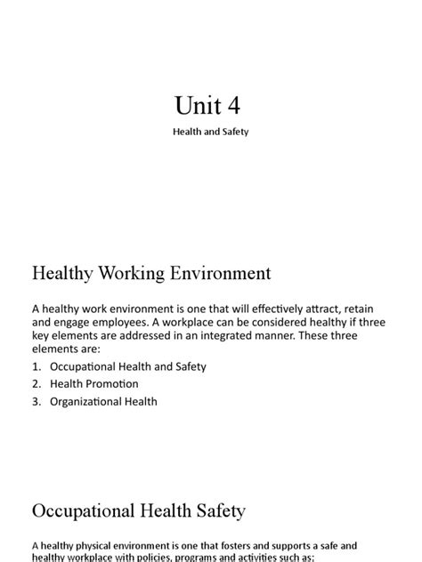 Promoting A Healthy And Safe Work Environment Key Considerations For Occupational Health