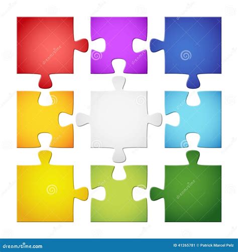 9 Colored Puzzle Pieces Stock Vector Illustration Of Creator 41265781