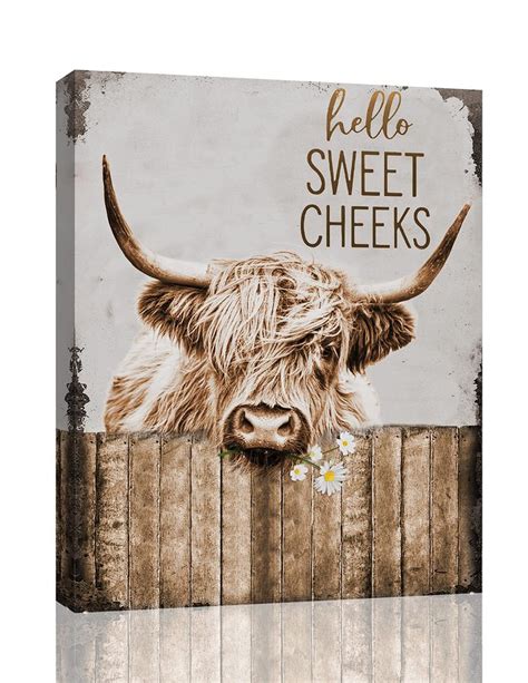 Highland Cow Bathroom Decor Wall Art Funny Rustic Cow Pictures Wall