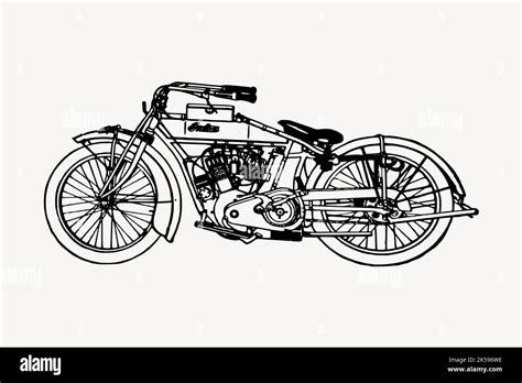 Motorcycle drawing, vintage vehicle illustration vector Stock Vector ...