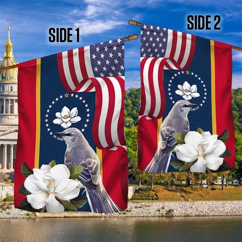 Mississippi State Mockingbird And Magnolia Flower Flag Mln Fv