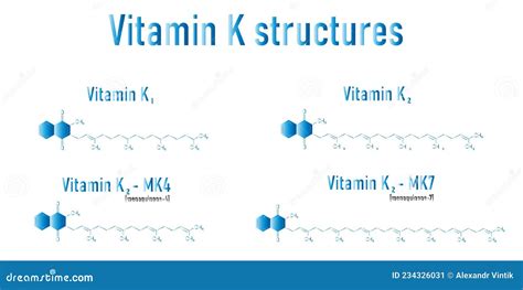 Chemical Structure Of Vitamin K1 And K2 Skeleta Stock Vector