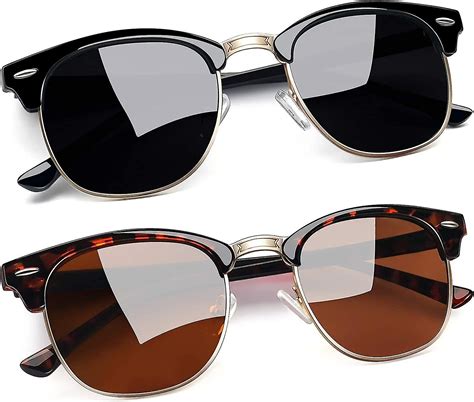 Half Frame Polarized Sunglasses For Men Uv400 Protection Retro Half